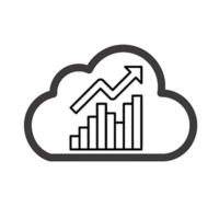 Bar chart with an upward trend and a cloud.