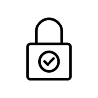 Icon of a padlock with a checkmark representing secure and confidential cybersecurity services