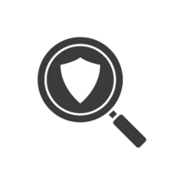 Icon of a shield with a magnifying glass symbolizing vulnerability assessment for network security in Japan